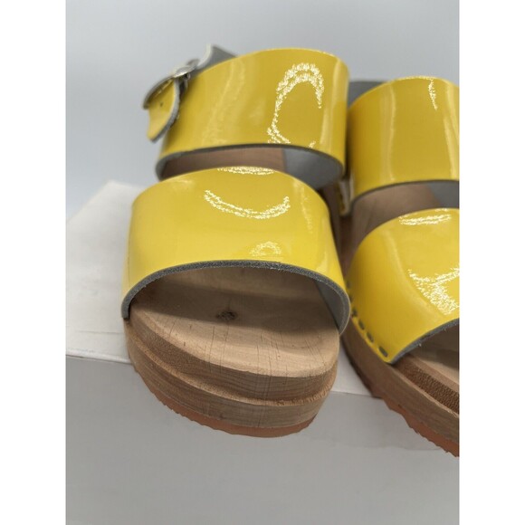 Cape Clogs Sweden Hedda Yellow Patent Wood Sole Sandals Women's Size 36 - Picture 9 of 11